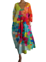 Camryn - Mehrfarbiges Sommerkleid mit V-Ausschnitt – Mehrfarbig