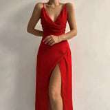 Jovienne – Elegantes Satinkleid – Rot