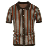 Atmungsaktive Herren Chevron Poloshirt mit Knopfleiste – Julian – Braun