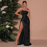 Valerie - Elegantes Abendkleid mit Schlitz für Damen – Schwarz