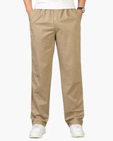Ryan | Geradem Schnitt Freizeit Baumwolle-Hose mit Elastikbund – Khaki