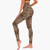 Damen Leggings mit Leopardenmuster und hohem Bund – A-leopard