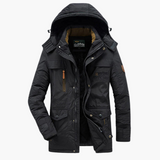 Herren Winterparka mit Kapuze und warmer Fütterung – Schwarz