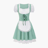 Schulterfreies Karo Dirndl kleid für Damen - Oktoberfest 2025 – Grün
