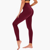 Damen Leggings mit Leopardenmuster und hohem Bund aus Stretchmaterial – Weinrot