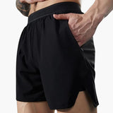 Herren Sportshorts mit Innenhose und schnell trocknendem Stoff – Schwarz
