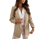 Damen Lange Leicht Blazer | Formell – Khaki