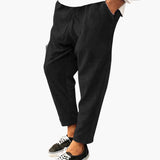 Herren Sommerhose aus Polyester mit Gummibund und Cordstruktur – Schwarz
