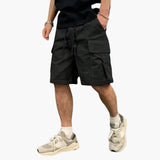 Herren Cargo Shorts mit Taschen und Kordelzug für den Sommer – Schwarz