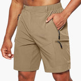 Herren Cargo Shorts mit Reißverschlusstaschen und Ripstop-Gewebe – Khaki