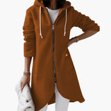 Langer Hoodie mit Reißverschluss für Damen – Kaffee