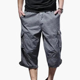 Herren 3/4 Hose mit Taschen aus leichtem Stoff für Sommer – Grau