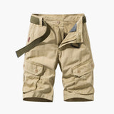 Herren Baumwoll-Cargo-Shorts mit Taschen und Gürtel – Beige