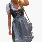 Midi Dirndl kleid mit Schürze für Damen - Oktoberfest 2025 – Hellblau