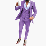 Herren Anzugset mit Weste und atmungsaktivem Blazer – Lila