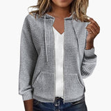 Kapuzen Sweatshirt mit Reißverschluss für Damen – Grau