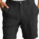 Herren Sommer Shorts mit geradem Bein und Umschlagsaum – Schwarz