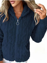 GAELLE | Langarm Kapuzenpullover Mit Reißverschluss – Marineblau