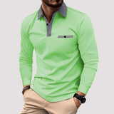 Aidan - Stilvolles Langarm-Poloshirt für Herren – Grün