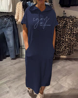 Bridget - Lässiges Hoodie-Kleid – Marineblau