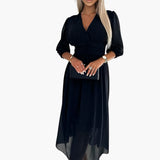 Leichtes Chiffonkleid - Luftiges Damen Sommerkleid elegant – Schwarz