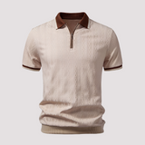 Bryn - Stilvolles Zip-Up-Poloshirt – Beige