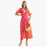Blumenkleid - Für Damen mit Taschen & Entspannter Passform – Rosa