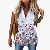 Sommer Top für Damen mit - Schmetterlingsdruck Leicht – Rot