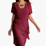 Marlene | Midi-Kleid mit Kurzarm – Rot