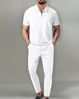 Sandro | Premium Zip Polo Set – Weiß