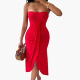 Besticktes Midikleid für Damen – Elegantes Sommerkleid – Rot