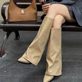 Wynne - Weite Damenstiefeletten mit klobigem Absatz – Khaki