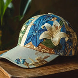 Virinia – Mütze Mit Blumen Stickerei – Blau