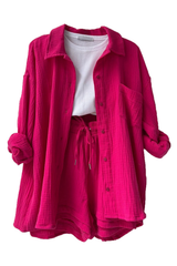 VICTORIA | ZWEITEILIGES HEMD-SHORTS-SET – Fuchsia