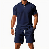 Aldrin - Trendiges Polo- und Short-Set für Männer – Marineblau