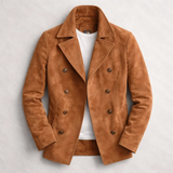 Niccolo – Klassische Zweireihige Wildleder Jacke – Braun