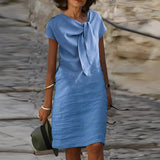 Sheri - Elegantes Leinen-Etuikleid für Damen – Blau