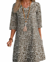 Alma Lose Bedrucktes Kleid – Braun