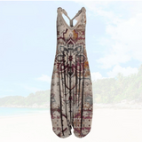 Zevaris – Overall mit weitem Bein im Boho-Stil – Aprikose
