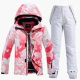 Zweiteiliger Skianzug für Damen – Rosa / Weiß