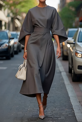 Vera - Schickes Midikleid mit Taille – Grau