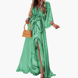 Farbenfrohes Sommerkleid - Damen Maxikleid mit Blumenprint – Grün