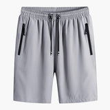 Herren Sommer Shorts mit Reißverschlusstaschen und Kordelzugbund – Hellgrau