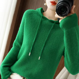 Cenna – Gestrickter Kapuzenpullover aus Kaschmirwolle – Grün
