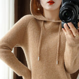 Damen Kapuzenpulli mit Langarm | Strick – Braun