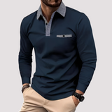 Aidan - Stilvolles Langarm-Poloshirt für Herren – Marineblau