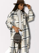 Teille - lange karierte jacke – Aprikose