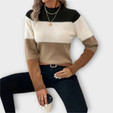 Jasmin | Moderner Pullover mit Farbblock-Design – Beige