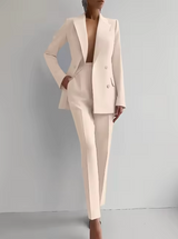 Mariza – Blazer und Bundfaltenhose-Set – Aprikose