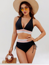 Lidia – Bauchweg-Bikini-Set mit hoher Taille – Schwarz